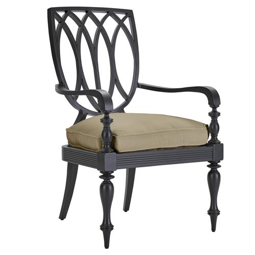 Hermine French Sand Sunbrella Black Aluminum Outdoor Dining Arm Chair
