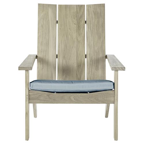Ashland Blue Sunbrella Oyster Grey Teak Outdoor Adirondack Chair