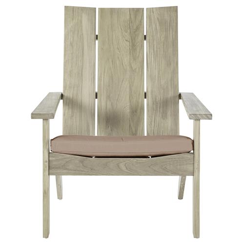 Ashland Beige Sunbrella Oyster Grey Teak Outdoor Adirondack Chair