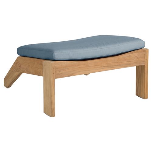 Ashland Blue Sunbrella Natural Teak Outdoor Adirondack Ottoman