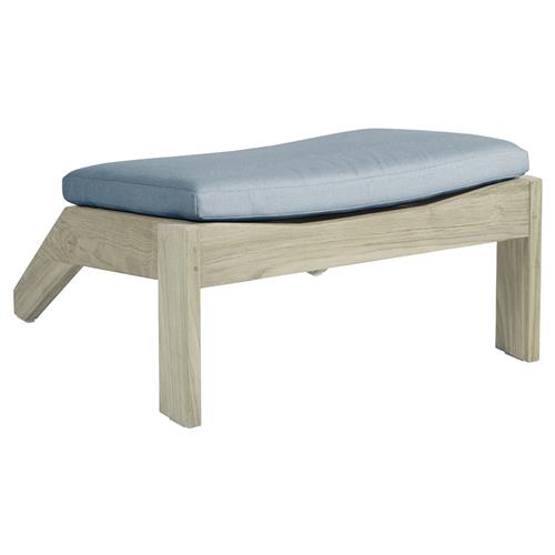 Blue Sunbrella Ashland Grey Teak Outdoor Adirondack Ottoman