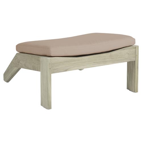 Beige Sunbrella Ashland Grey Teak Outdoor Adirondack Ottoman