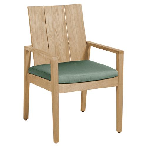 Green Sunbrella Ashland Natural Teak Outdoor Dining Arm Chair