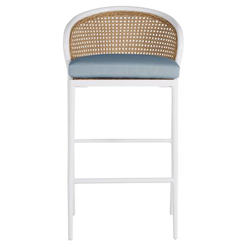 Havana Blue Sunbrella White Aluminum Outdoor Counter Stool