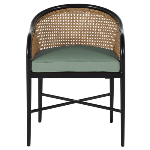 Havana Green Sunbrella Black Aluminum Outdoor Dining Arm Chair