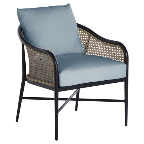 Havana Euro Blue Sunbrella Black Aluminum Outdoor Arm Chair