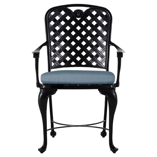 Provance Blue Sunbrella Earth Black Outdoor Dining Arm Chair