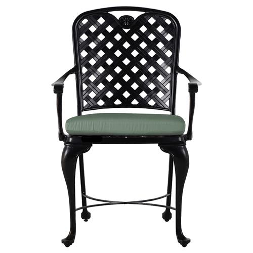 Provance Green Sunbrella Earth Black Outdoor Dining Arm Chair