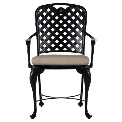 Provance Beige Sunbrella Earth Black Outdoor Dining Arm Chair