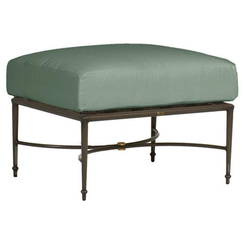 Roma Modern Green Sunbrella Slate Grey Aluminum Outdoor Ottoman