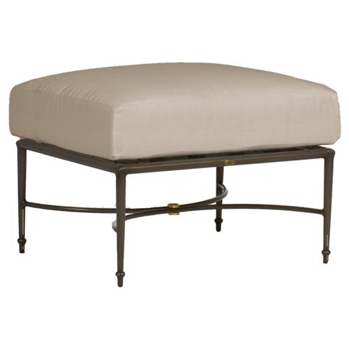 Roma Modern Beige Sunbrella Slate Grey Aluminum Outdoor Ottoman