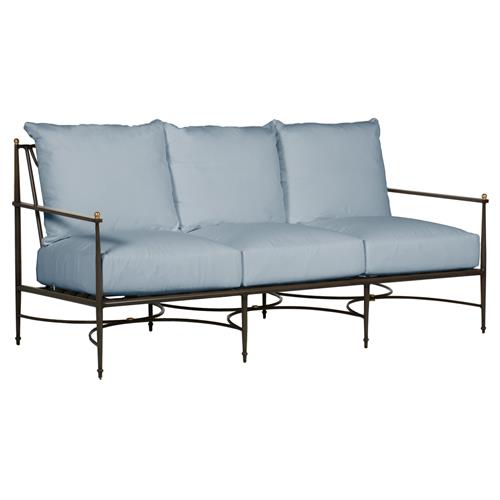 Roma Blue Sunbrella Slate Grey Aluminum Outdoor Sofa - 77&quot;