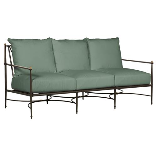 Roma Green Sunbrella Slate Grey Aluminum Outdoor Sofa - 77&quot;