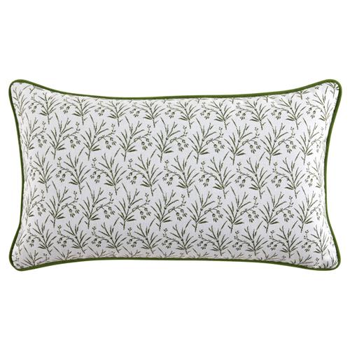 Amelia French Green Botanical Indoor Outdoor Lumbar Pillow - 14x24