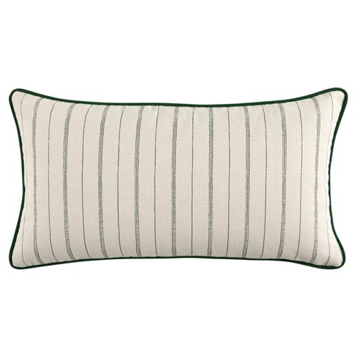Franca French Green Striped Indoor Outdoor Lumbar Pillow - 12x20