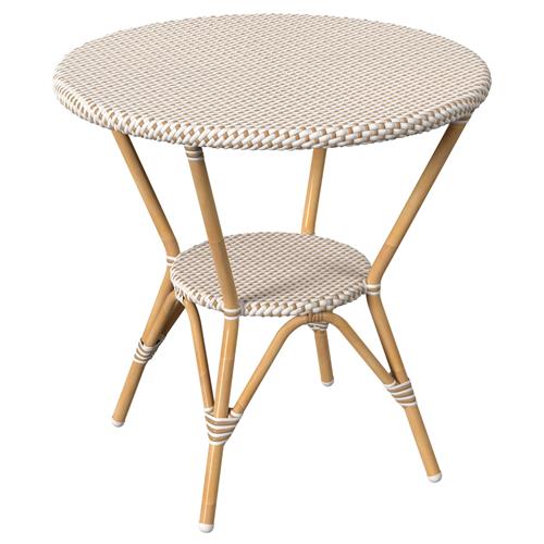 Lily French Country Beige Woven Rattan Round Outdoor Bistro Table - 30&quot;