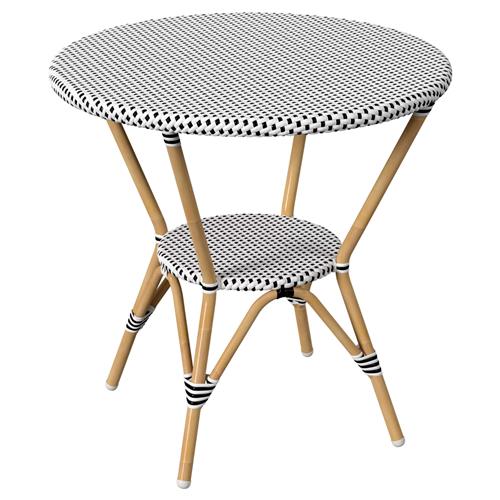 Lily French Country Black Woven Rattan Round Outdoor Bistro Table - 30&quot;