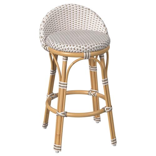 Lily French Country Beige Woven Rattan Outdoor Counter Stool