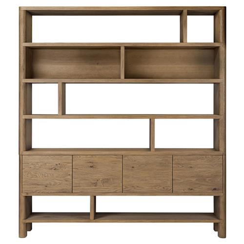 Slade Rustic Lodge Brown Oak Wide Wood Bookcase
