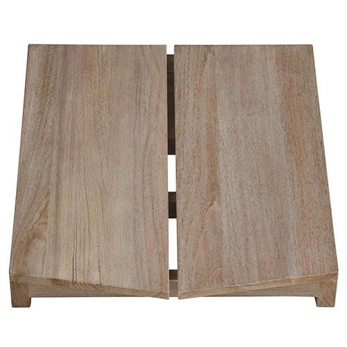 Sophia Coastal Beach Brown Teak Adirondack Outdoor Ottoman