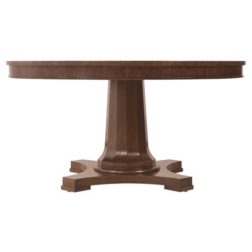 Alaine Updated Traditional Brown Walnut Round Dining Table - 60&quot;