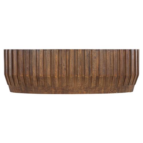 Lillian Modern Classic Brown Mango Wood Ribbed Oval Coffee Table