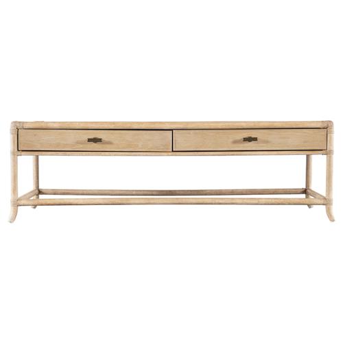 Nigel Coastal Beach Light Oak Rectangular Storage Coffee Table