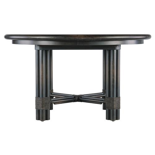 Nigel Coastal Beach Dark Oak Round Extendable Dining Table - 54-74&quot;