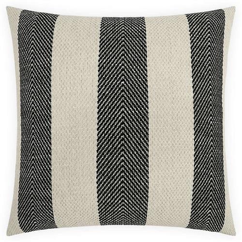 Vida Coastal Beach Black Striped Indoor Outdoor Throw Pillow - 22x22