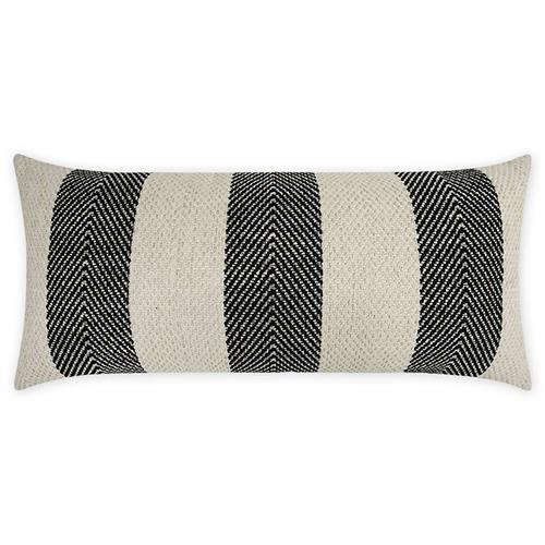Vida Coastal Beach Black Striped Indoor Outdoor Lumbar Pillow - 12x24