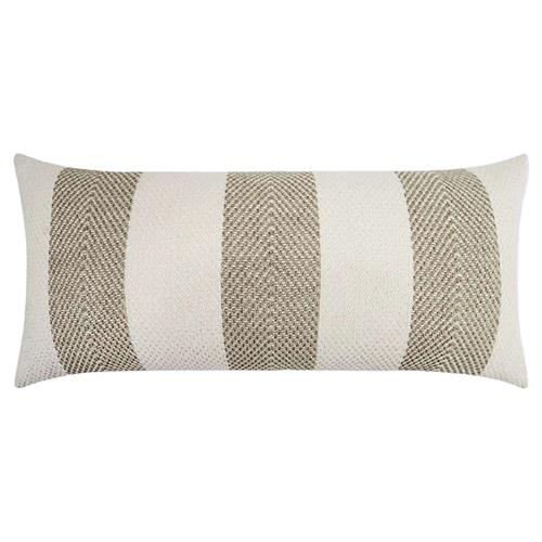 Vida Coastal Beach Beige Striped Indoor Outdoor Lumbar Pillow - 12x24
