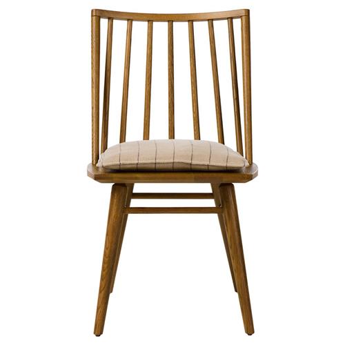 Lara Rustic Lodge Beige Striped Oak Windsor Dining Side Chair