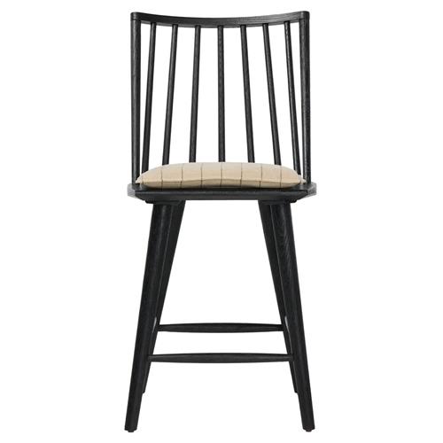 Lara Rustic Lodge Beige Striped Black Oak Windsor Counter Stool