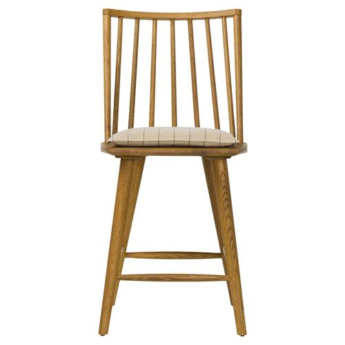 Lara Rustic Lodge Beige Striped Brown Oak Windsor Counter Stool