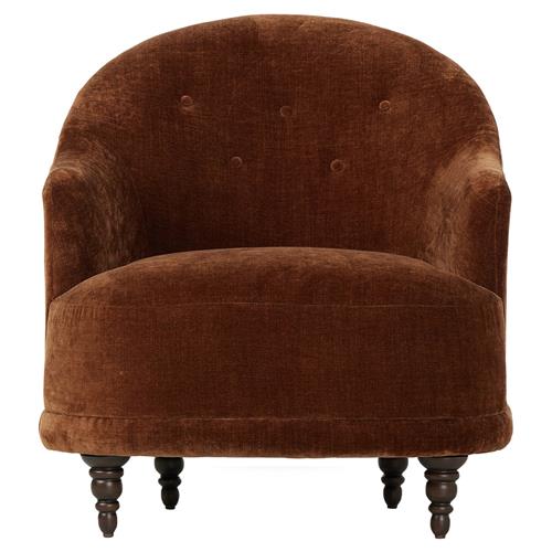 Mariel French Country Rust Velvet Tufted Chair
