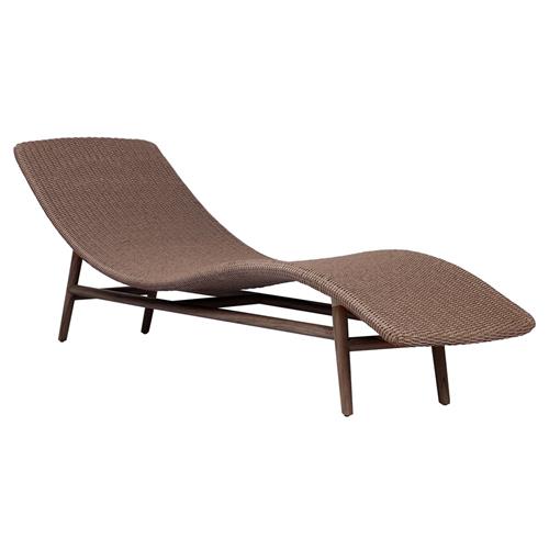 Ivanna Coastal Beach Tan Brown Woven Stained Teak Outdoor Chaise