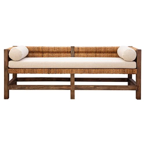 Georgina Coastal Beach Cream Performance Woven Wood Settee