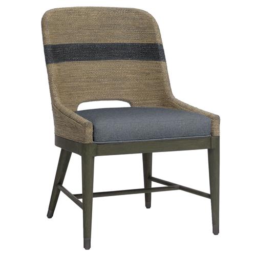Palecek Fritz Coastal Beach Blue Performance Woven Rope Dining Chair