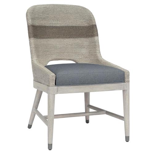 Palecek Fritz Coastal Blue Performance Fog White Lampakanai Rope Dining Chair