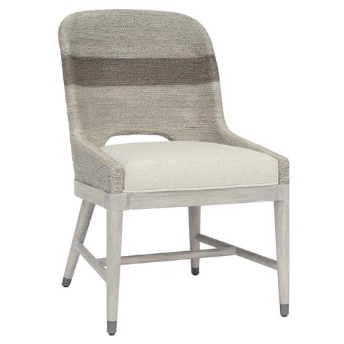 Palecek Fritz Coastal Beige Performance Fog White Lampakanai Rope Dining Chair