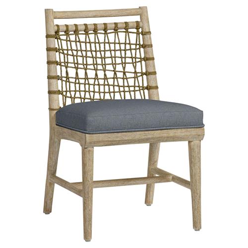Palecek Pratt Coastal Blue Performance Whitewash Wood Jute Rope Dining Chair