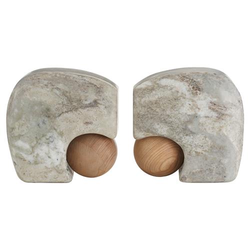 Melt Coastal Grey Marble Wood Bookends