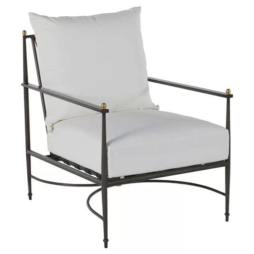 Roma White Upholstered Slate Grey Aluminum Outdoor Lounge Chair