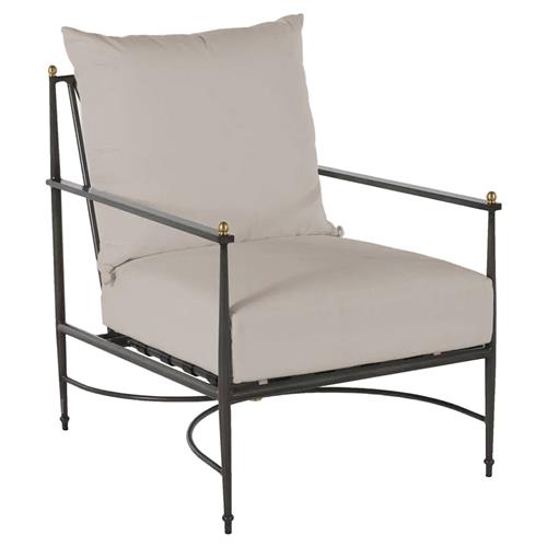Roma Beige Sunbrella Slate Grey Aluminum Outdoor Lounge Chair