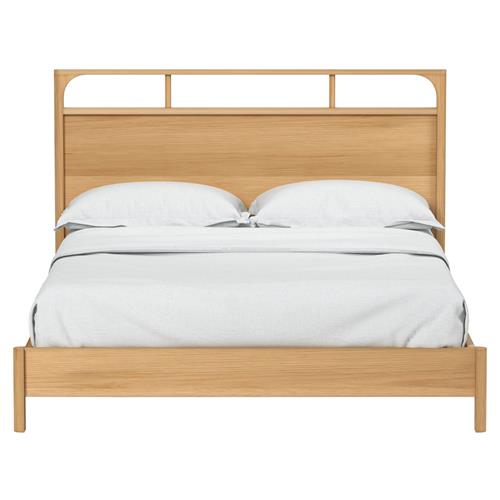 Abdiel Modern Classic Oak Wood Bed - Queen