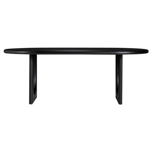 Arley Modern Classic Black Oak Wood Oval Dining Table - 84&quot;