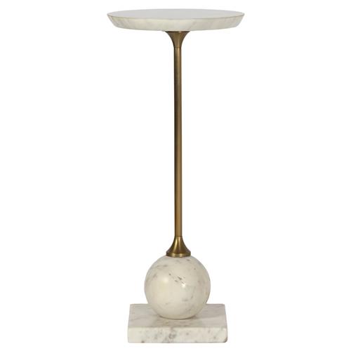 Misha Modern Classic White Marble Brass Iron Drink Table