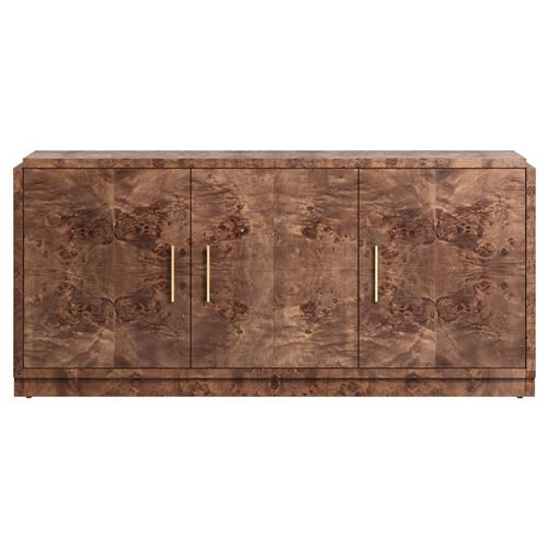 Briella Modern Classic Dark Brown Burl Wood 3 Door Sideboard