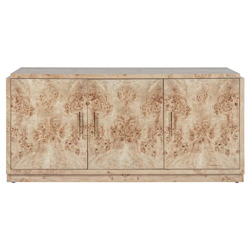 Briella Modern Classic Light Brown Burl Wood 3 Door Sideboard