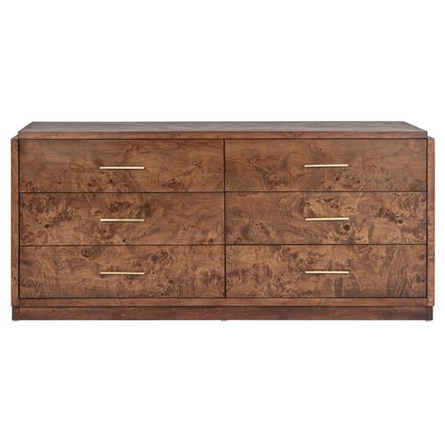 Briella Modern Classic Dark Brown Burl Wood Dresser